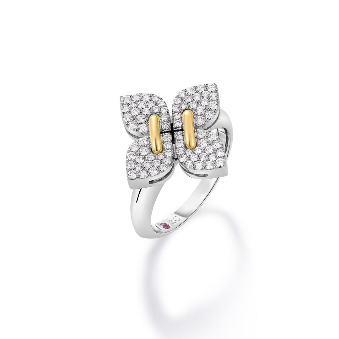 Roberto Coin 18K Yellow and White Gold Venetian Princess Diamond Filo Ring