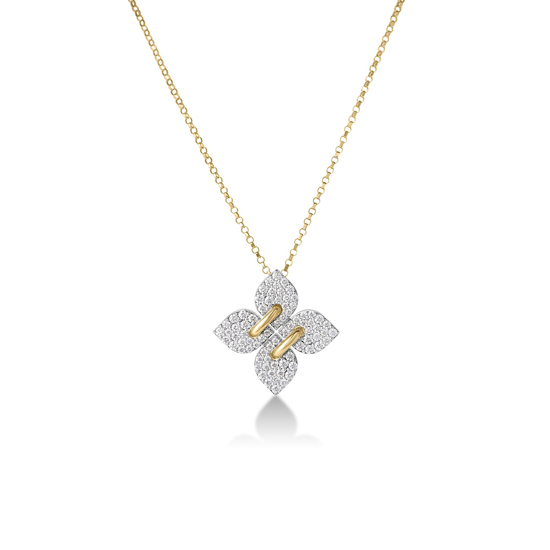 Roberto Coin 18K White and Yellow Gold Venetian Princess Diamond Necklace