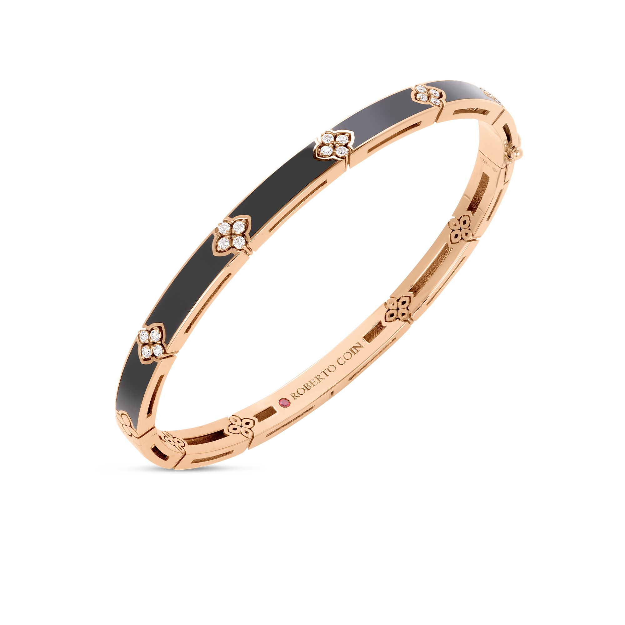 18R R.COIN 0.14TW GH SI BLACK ENAMEL BANGLE