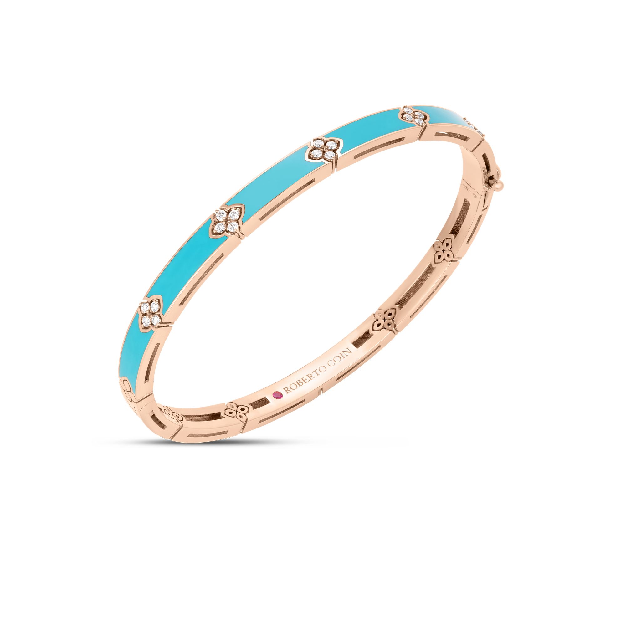 18R R.COIN 0.15TW GH SI TURQUOISE ENAMEL BANGLE