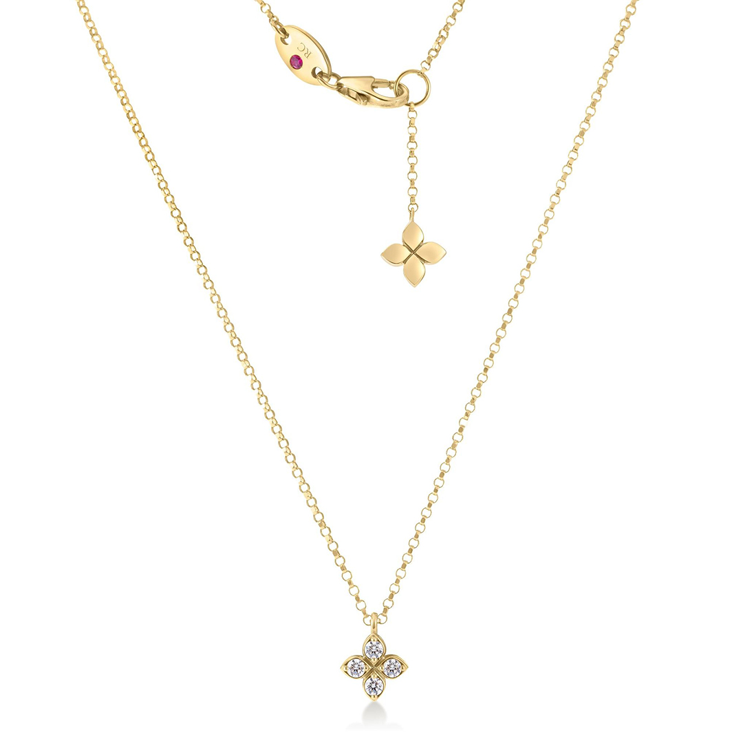 Roberto Coin 18K Yellow Gold Diamond Flower Necklace