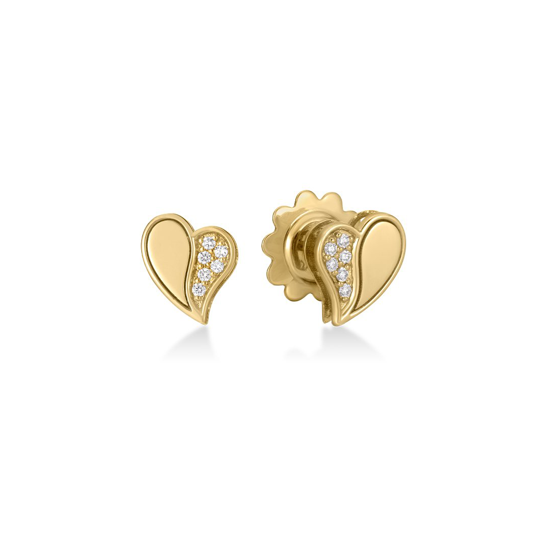 Roberto Coin 18K Yellow Gold Jasmine Diamond Heart Earrings