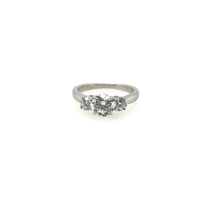 Rahaminov 18K White Gold Diamond Three Stone Ring itemprop=