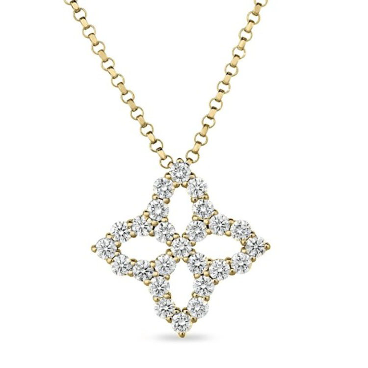 Roberto Coin 18K Yellow Gold Princess Flower Diamond Flower Necklace