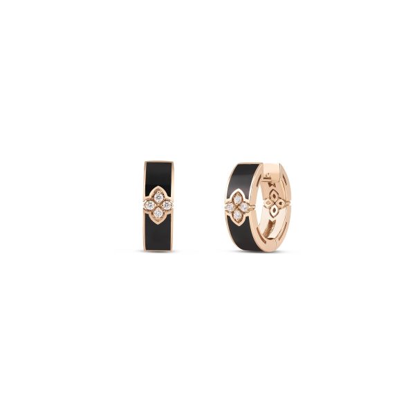 18R R.COIN 0.06TW GH SI BLACK ENAMEL EARRINGS