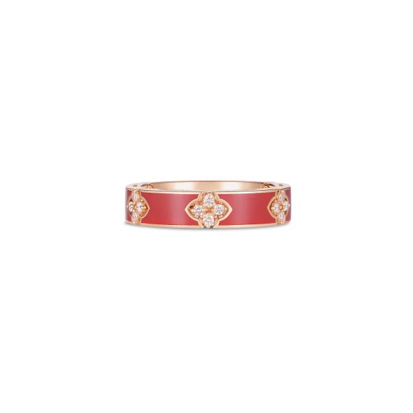 18K ROSE GOLD LOVE IN VERONA DIAMOND AND CORAL ENAMEL RING