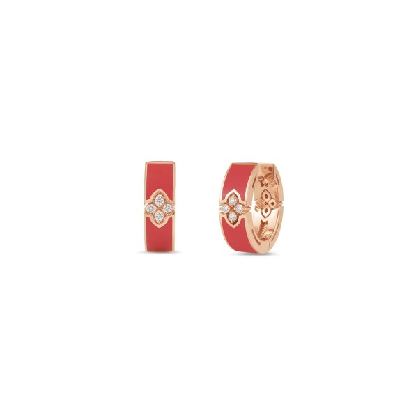 18R R.COIN 0.06TW GH SI CORAL ENAMEL EARRINGS
