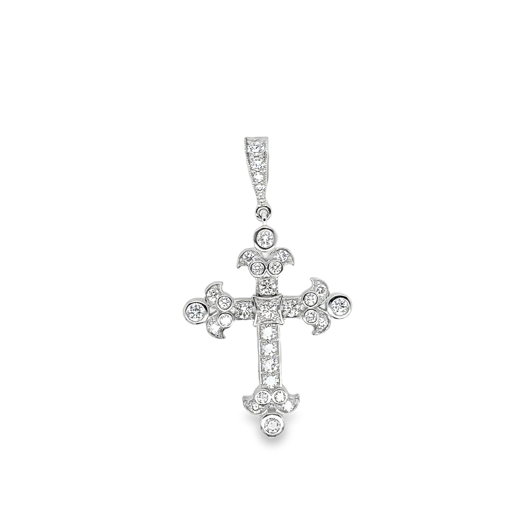Penny Preville 18K White Gold Diamond Cross Pendant