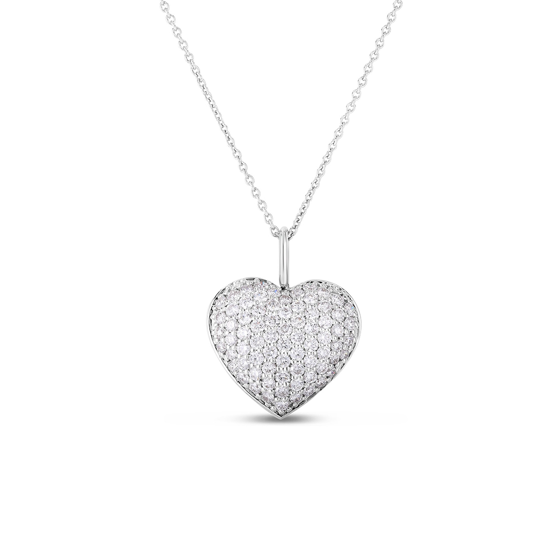 Roberto Coin 18K White Gold Tiny Treasures Diamond Heart Necklace
