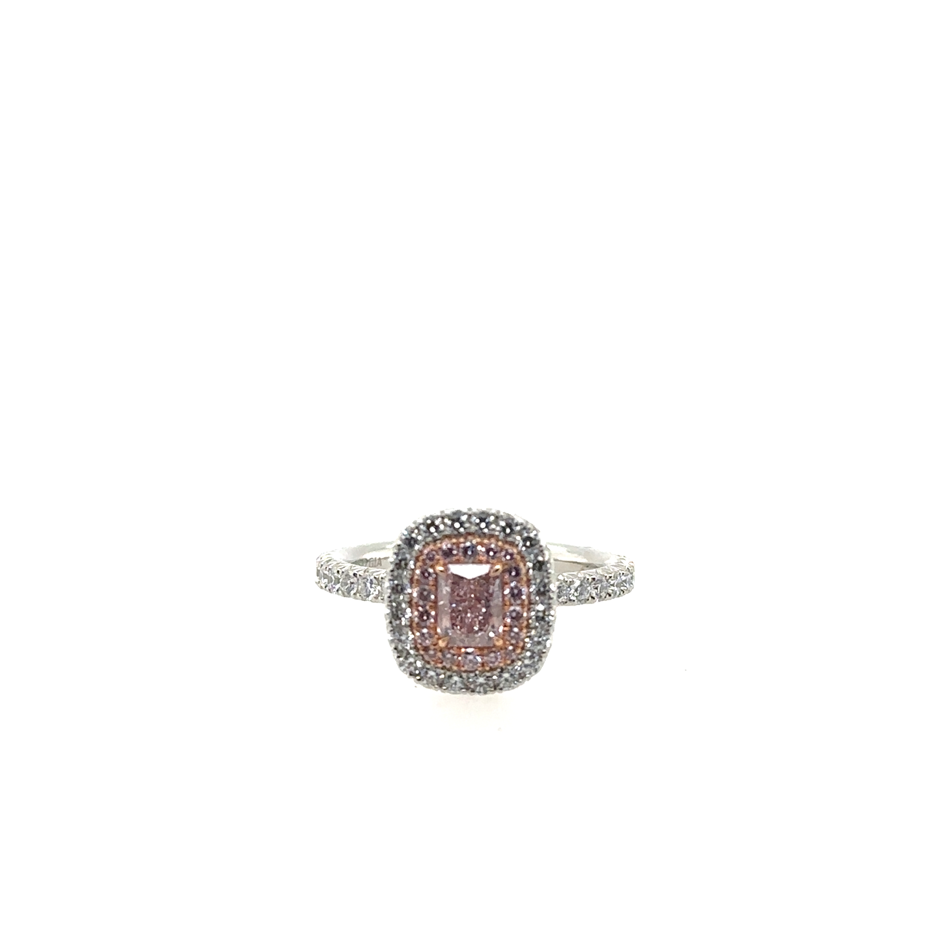 18K Rose Gold and Platinum Diamond Halo Ring