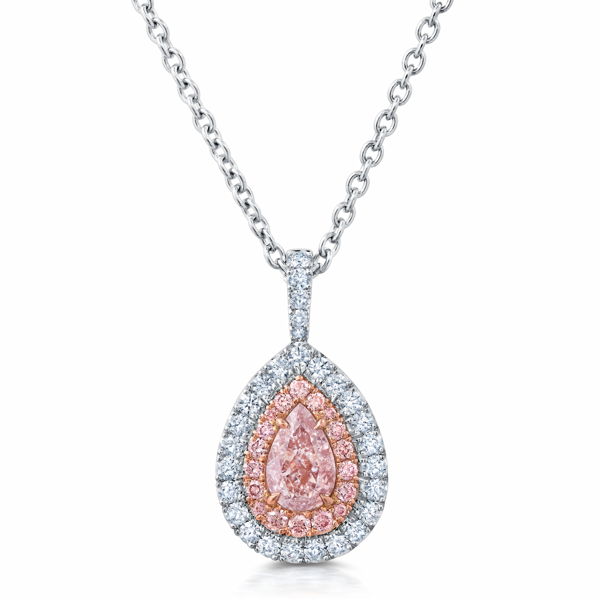 18K Rose Gold and Platinum Diamond Necklace