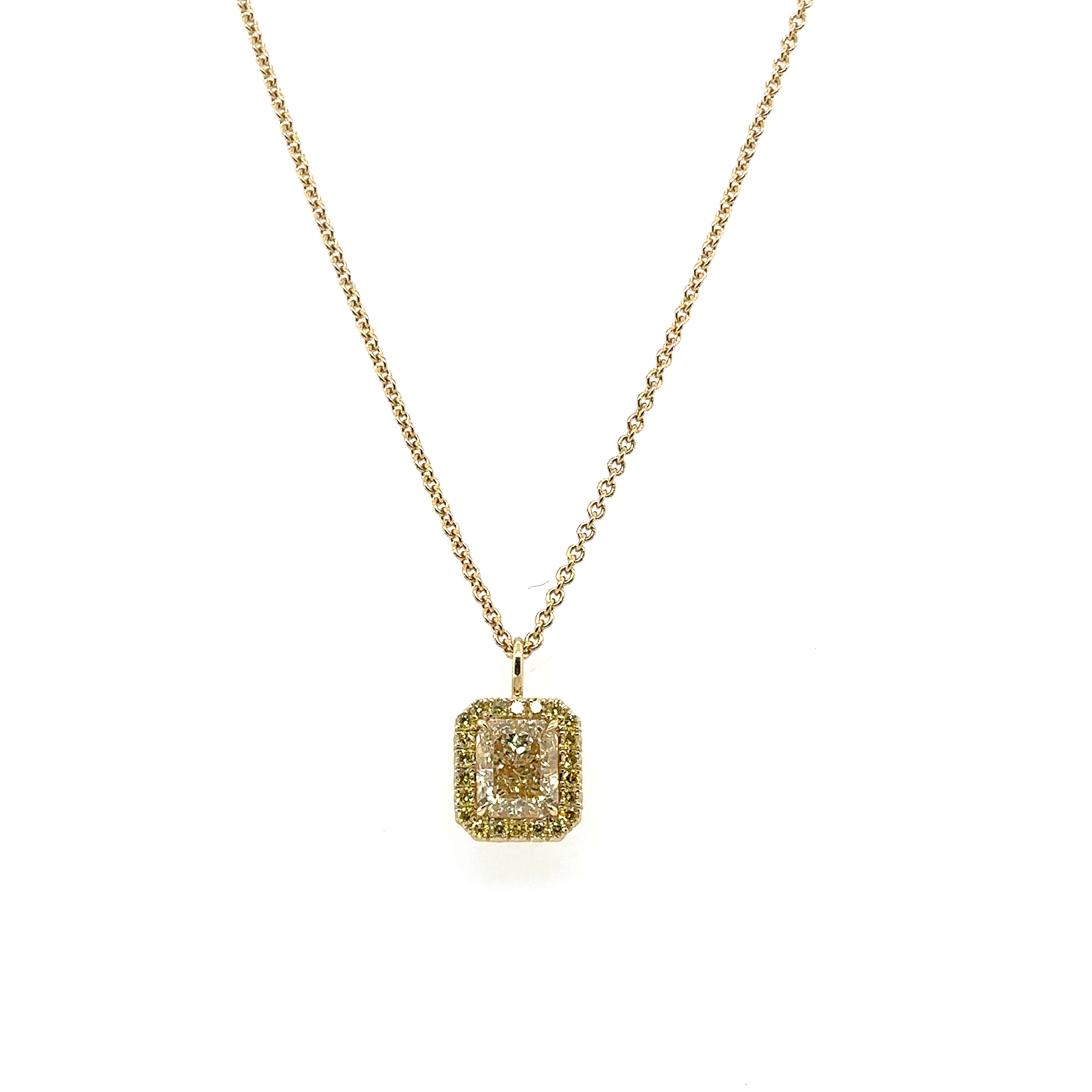 18K Yellow Gold Yellow Diamond Pendant Necklace