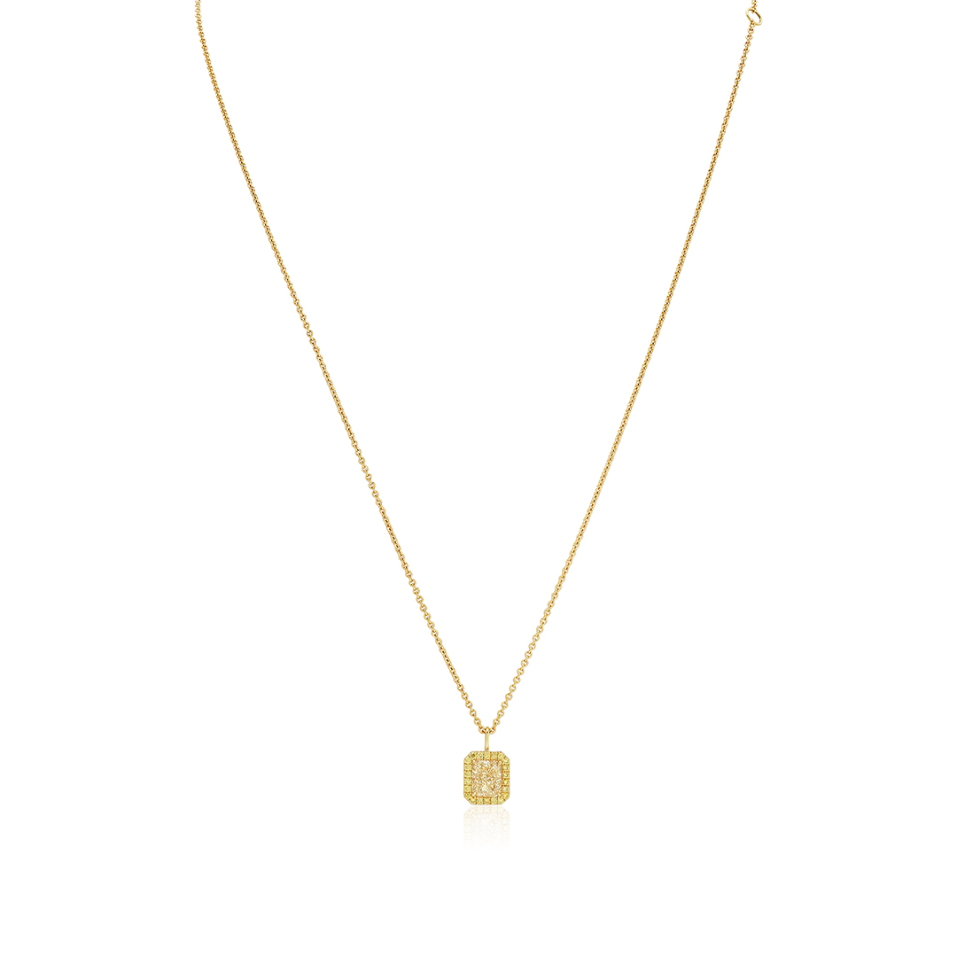 18K Yellow Gold Yellow Diamond Pendant Necklace