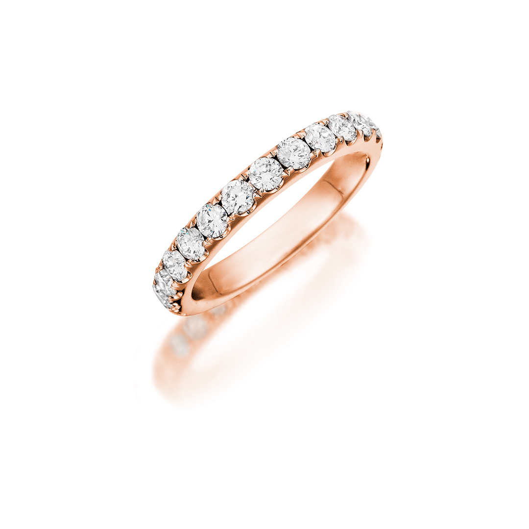 Henri Daussi 18K Rose Gold Diamond Eternity Band