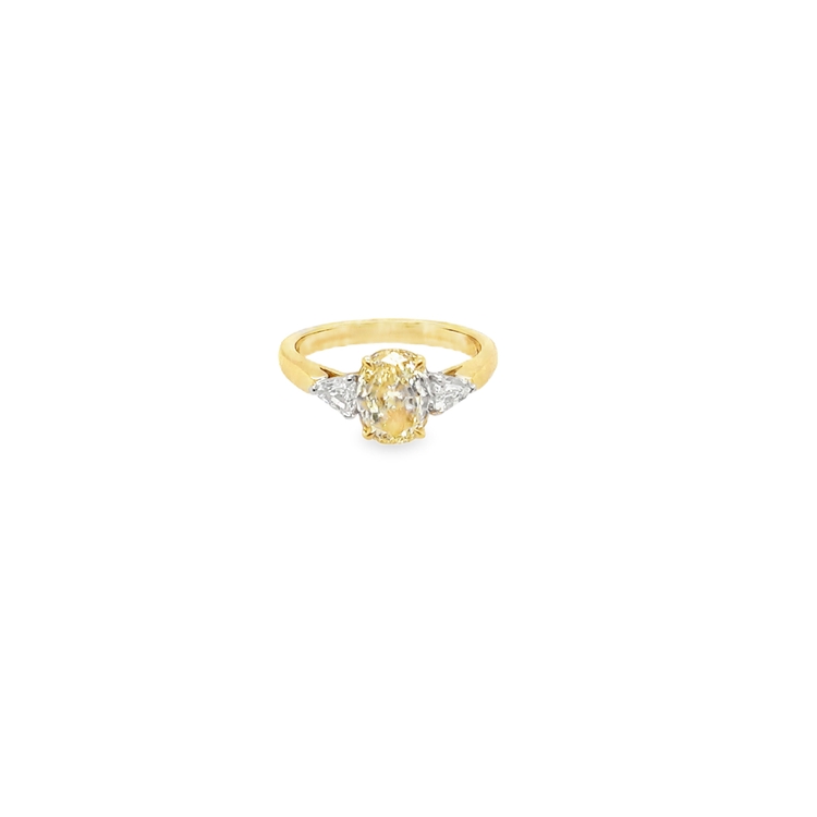 18K Yellow Gold and Platinum Diamond Three Stone Ring