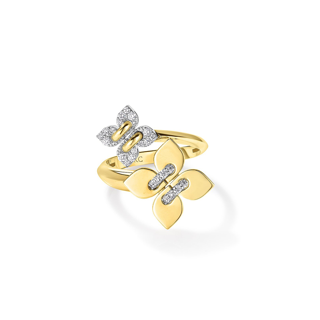 Roberto Coin 18K White and Yellow Gold Love in Verona Diamond Flower Ring