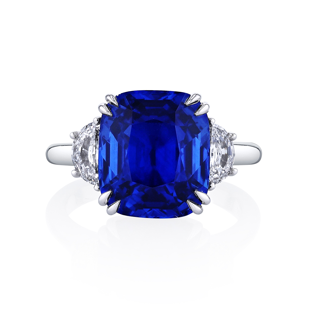 Platinum Sapphire and Diamond Three Stone Ring - JSM324/203132