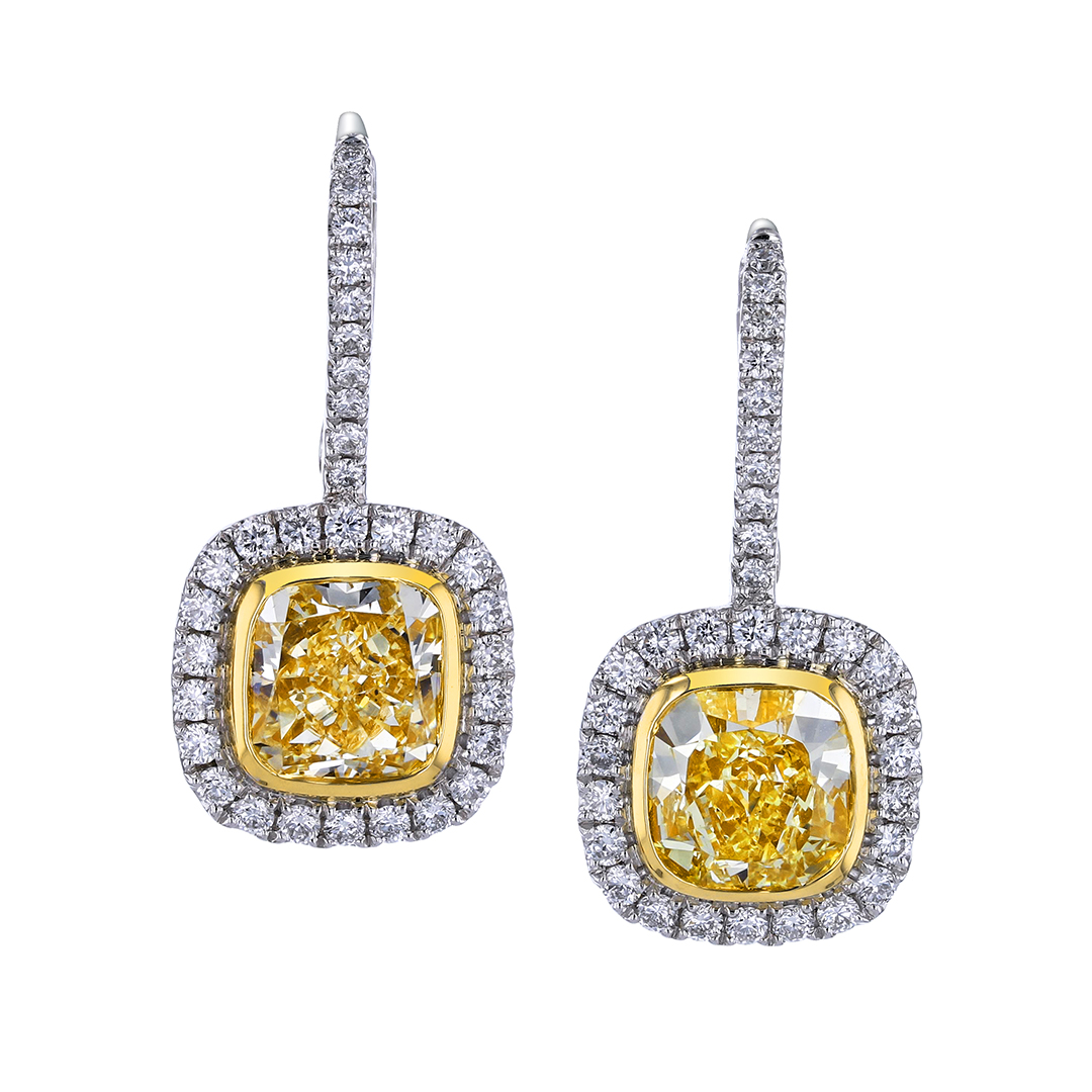18K White and Yellow Gold Diamond Earrings - JER134/205193