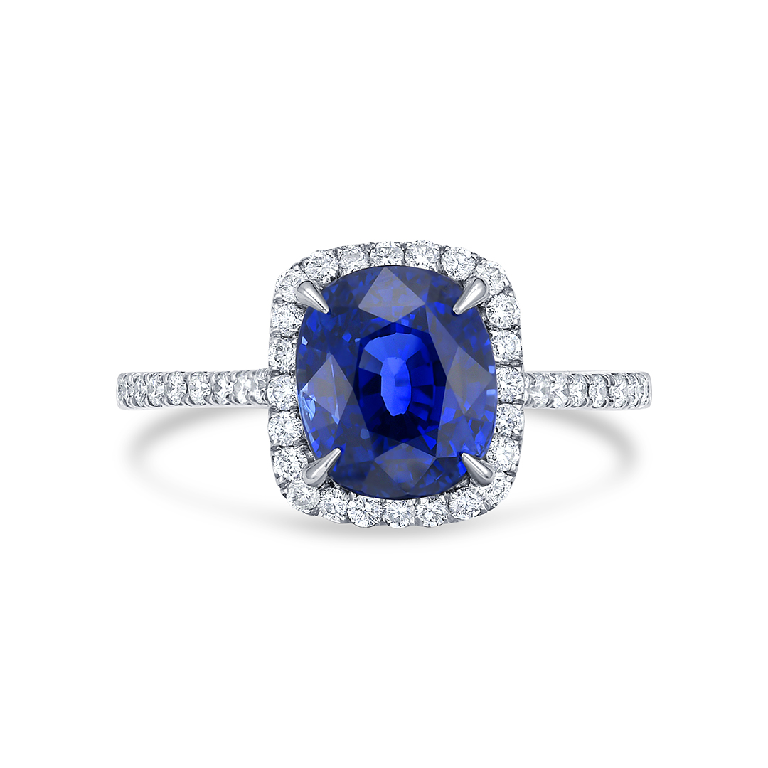 Platinum Sapphire and Diamond Ring