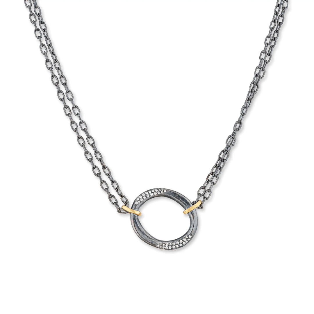 Lika Behar Oxidized Sterling Silver and 24K Yellow Gold Diamond Orion Necklace