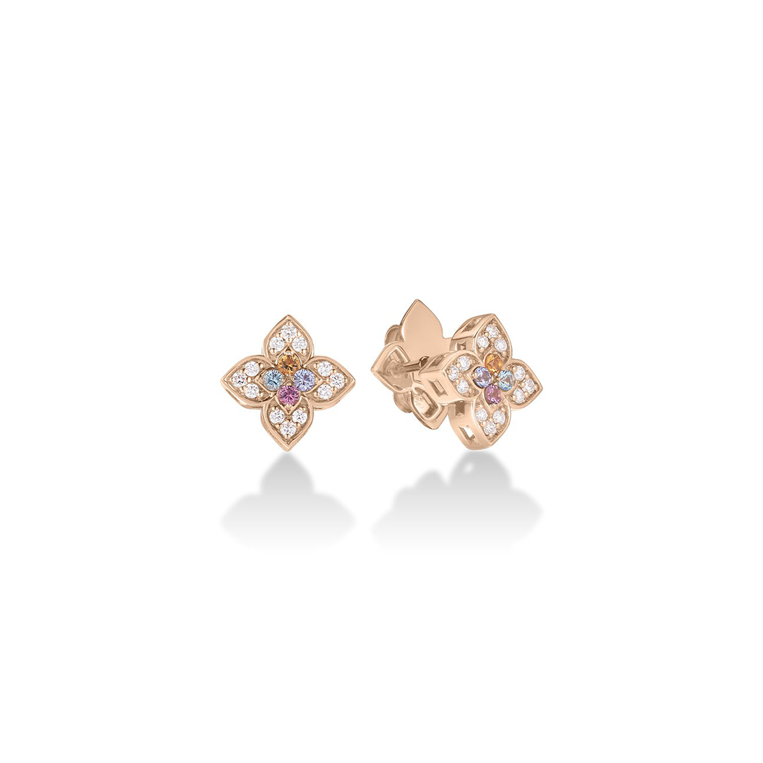 Roberto Coin 18K Rose Gold Venetian Princess Carnival Mixed Stone Flower Stud Earrings