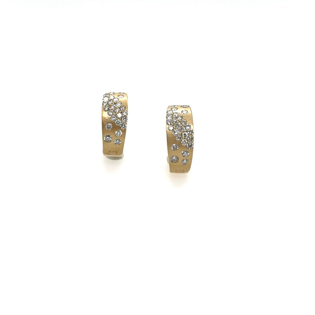 14K Yellow Gold Diamond Huggie Earrings