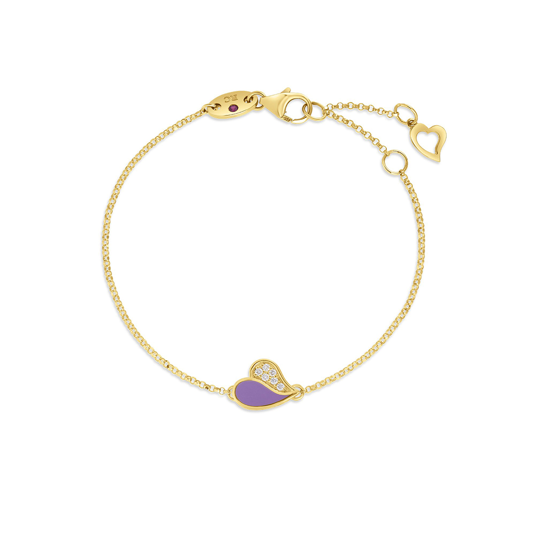 Roberto Coin 18K Yellow Gold Amorino Diamond Enamel Flower Bracelet