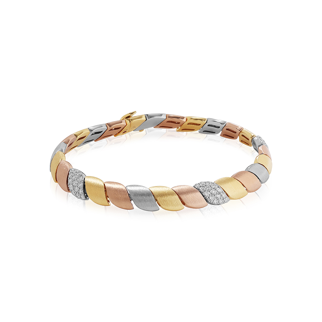Roberto Coin 18K Rose White and Yellow Gold San Marco Diamond Accent Bracelet