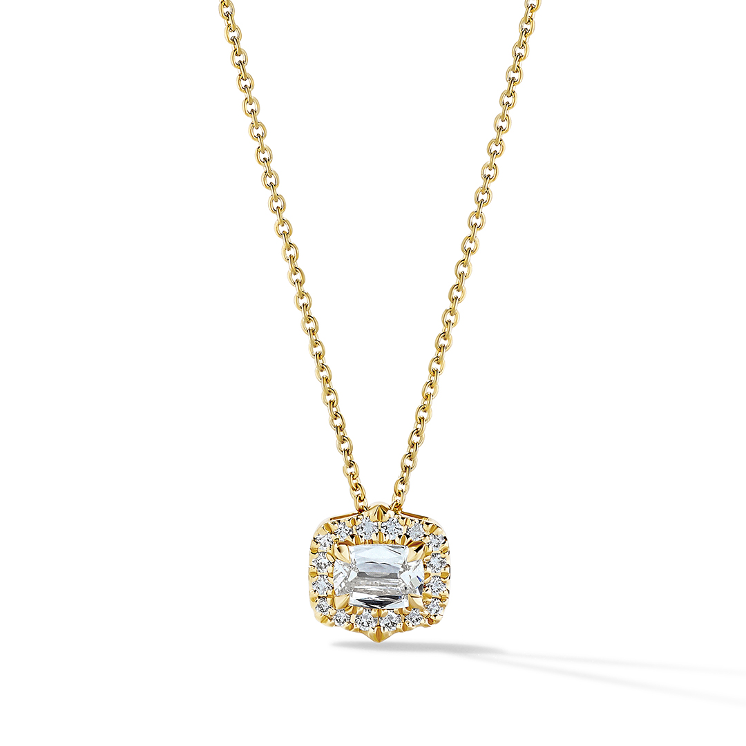 Henri Daussi 18K Yellow Gold Diamond Halo Necklace - 4100