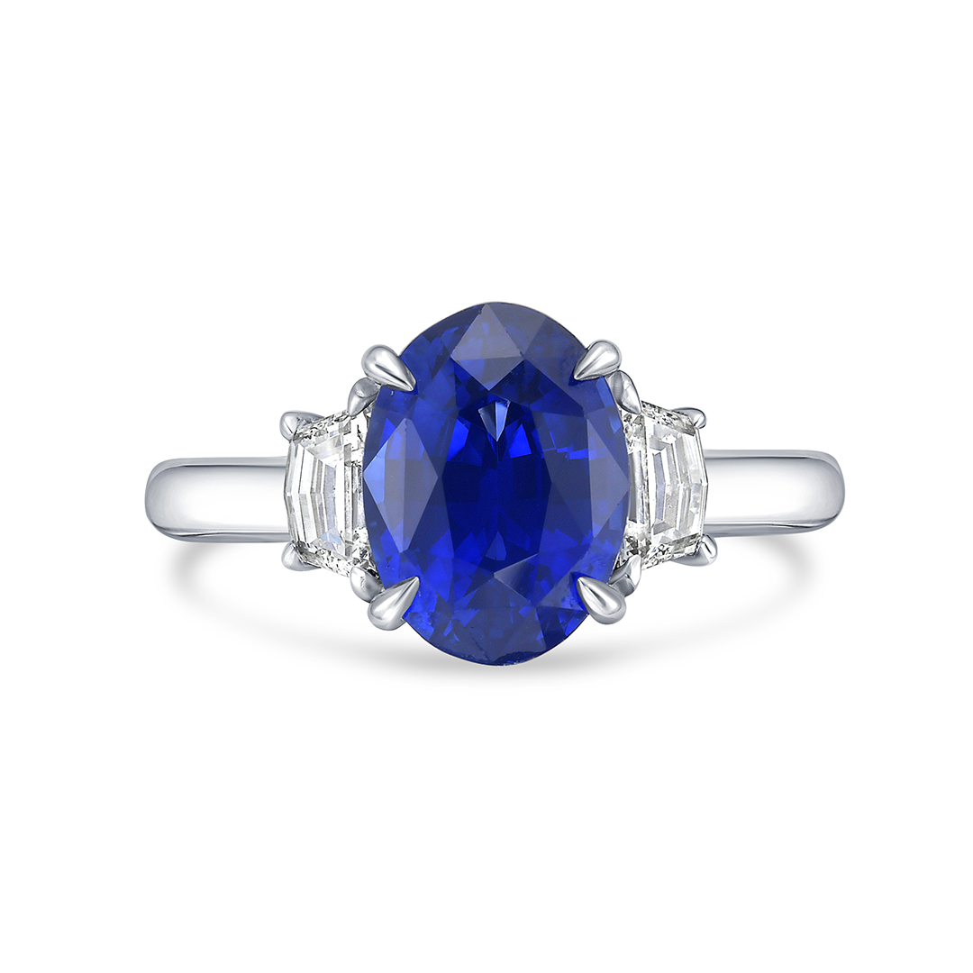 Platinum Sapphire and Diamond Ring itemprop=