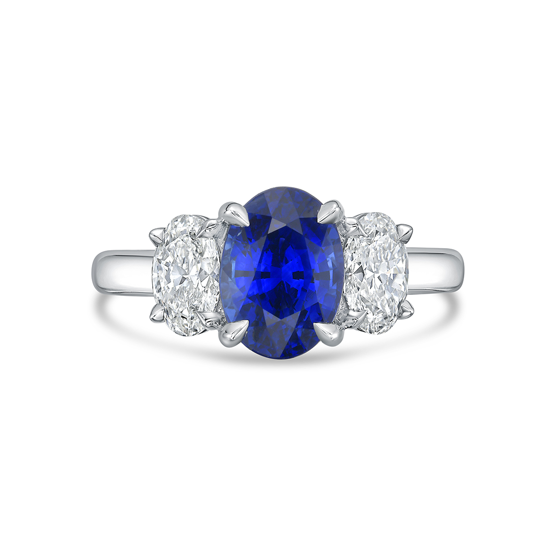 Platinum Sapphire and Diamond Ring