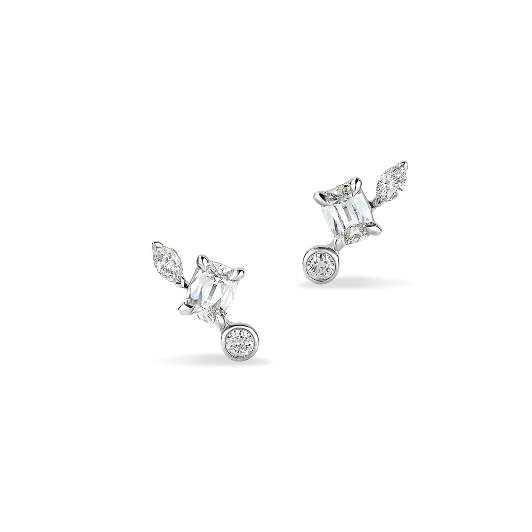 Henri Daussi 18K White Gold Diamond Stud Earrings - 4103