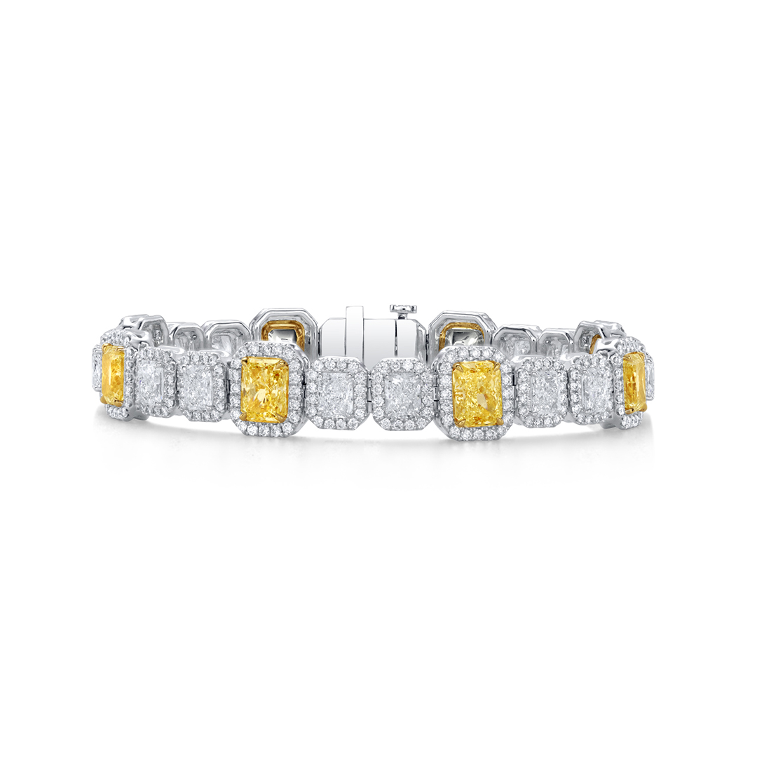 Platinum and 18K Yellow Gold Diamond Tennis Bracelet - JBR203/206645