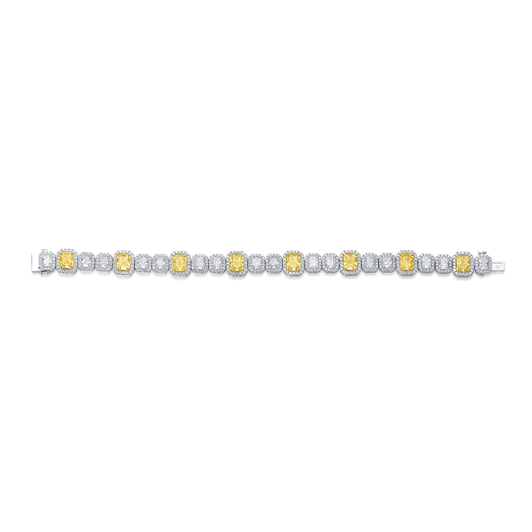 Platinum and 18K Yellow Gold Diamond Tennis Bracelet