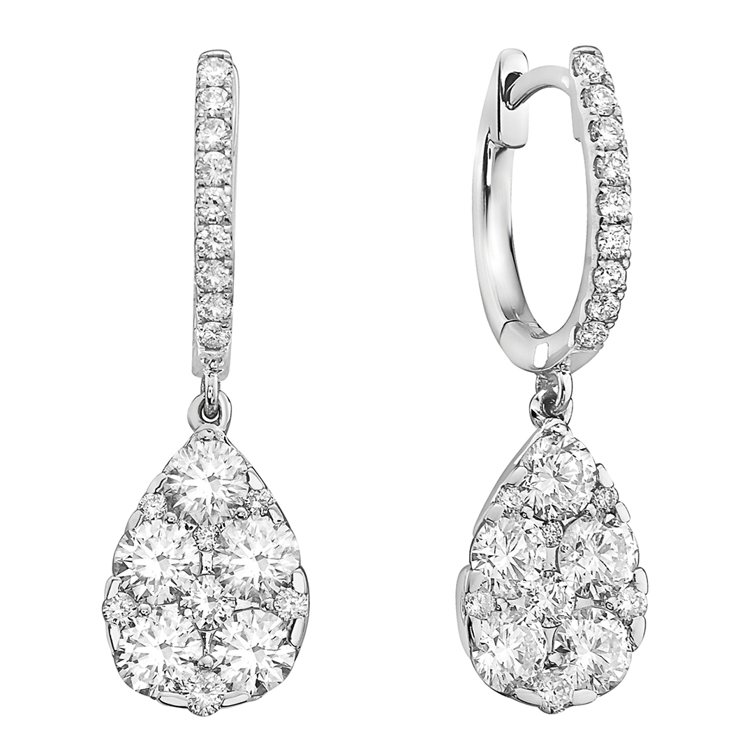 18K White Gold Diamond Dangle Earrings