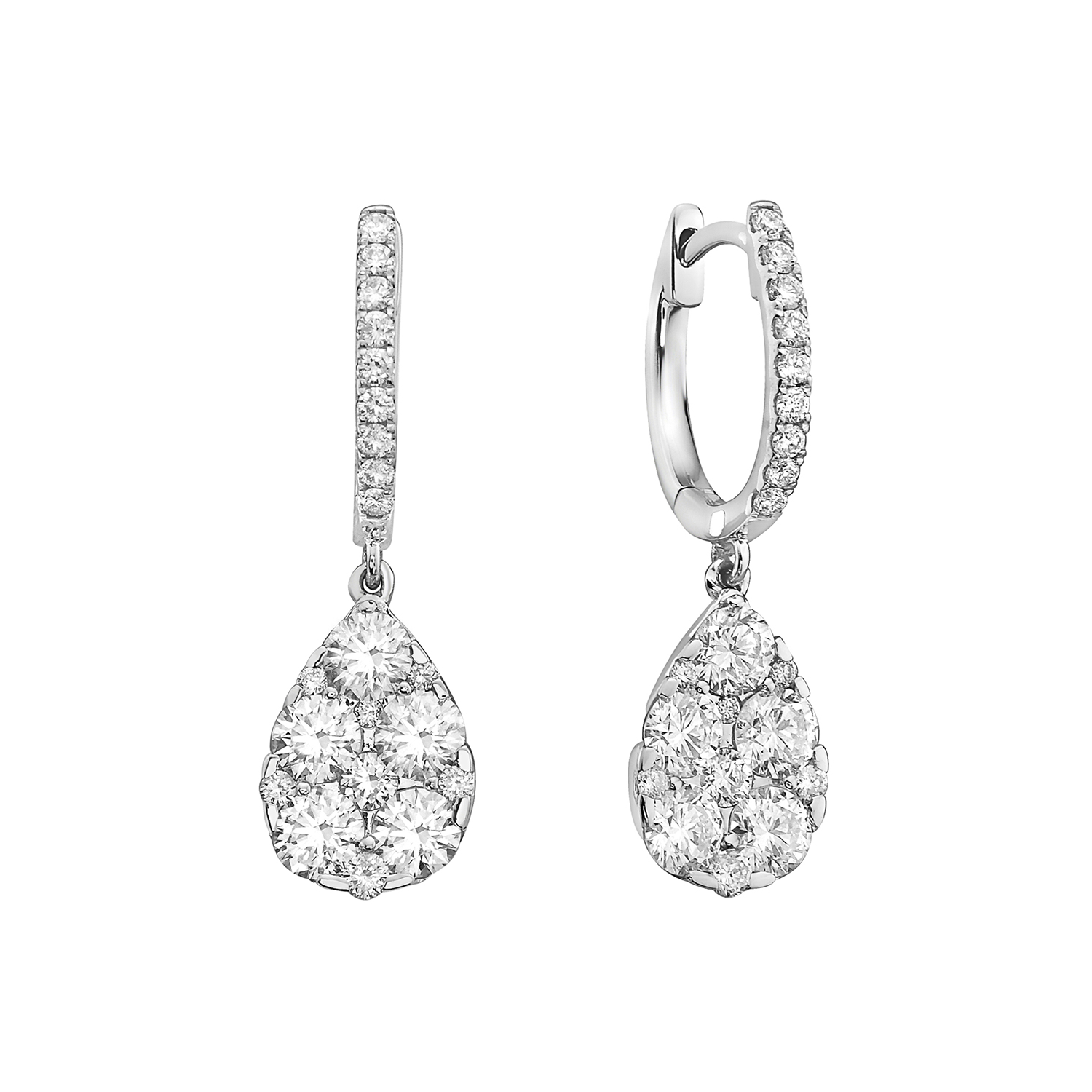 18K White Gold Diamond Dangle Earrings