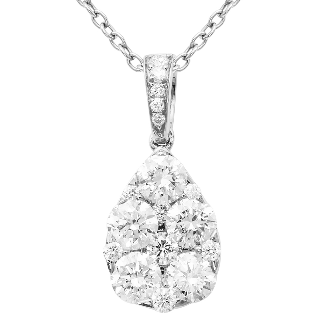 18K White Gold Diamond Pendant Necklace