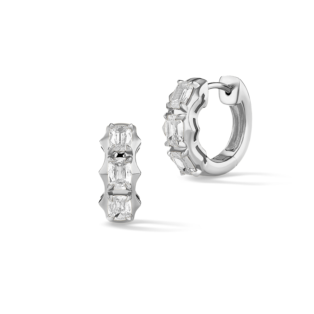 Henri Daussi 18K White Gold Diamond Hoop Earrings - 4105