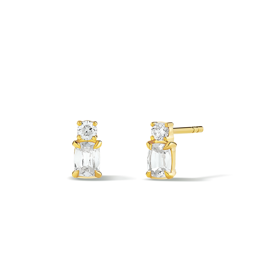 Henri Daussi 18K Yellow Gold Diamond Stud Earrings - 4107