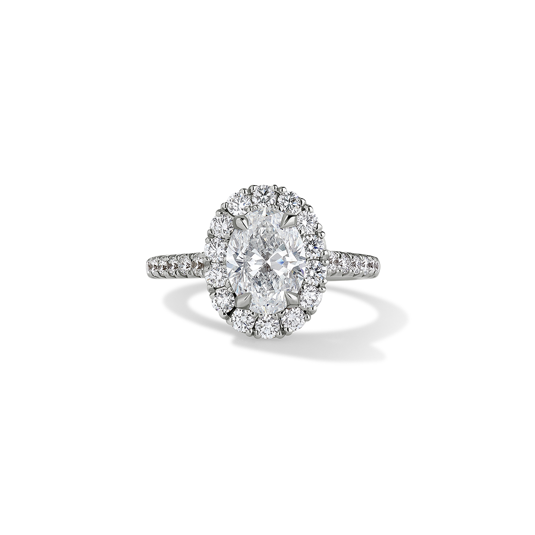Henri Daussi 18K White Gold Diamond Halo Ring - AVS630-OV