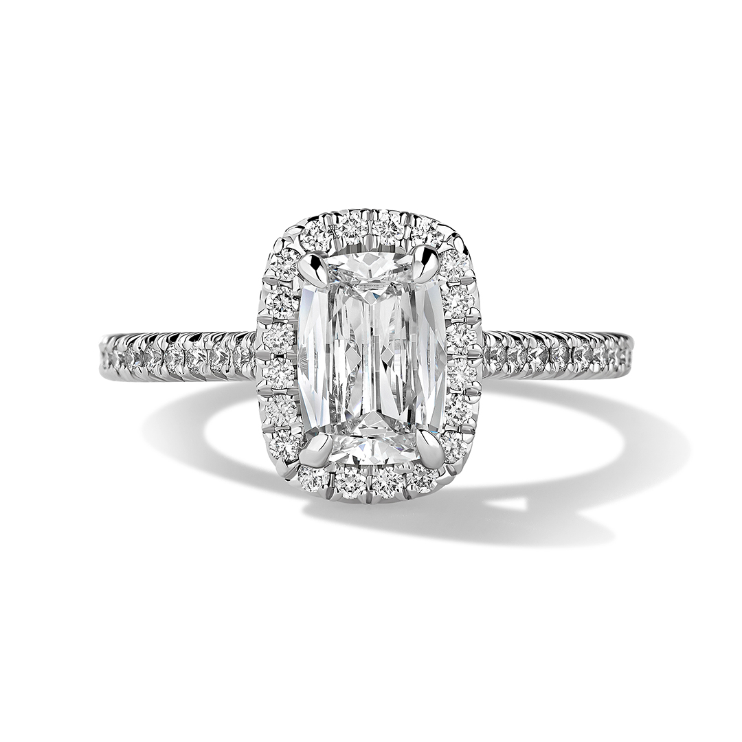 Henri Daussi 18K White Gold Diamond Halo Ring - ALG2756O