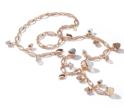 18R T.COMOLLI 0.22TW G SI MOONSTONE CASHMERE NECKLACE - N-M-56-CAS-P-RG