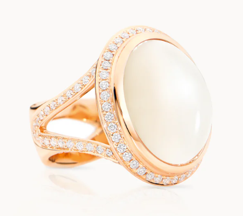 18R T.COMOLLI 1.80TW G SI 25CT SAND MOONSTONE RING - R-CUSH-I-MOSA-P-RG