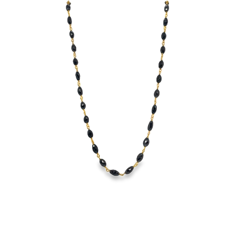 18K Yellow Gold Elongated Briolette Black Diamond Necklace
