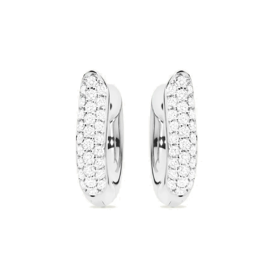 Tamara Comolli 18K White Gold Signature Diamond Hoop Earrings - E-HO-M-P-WG