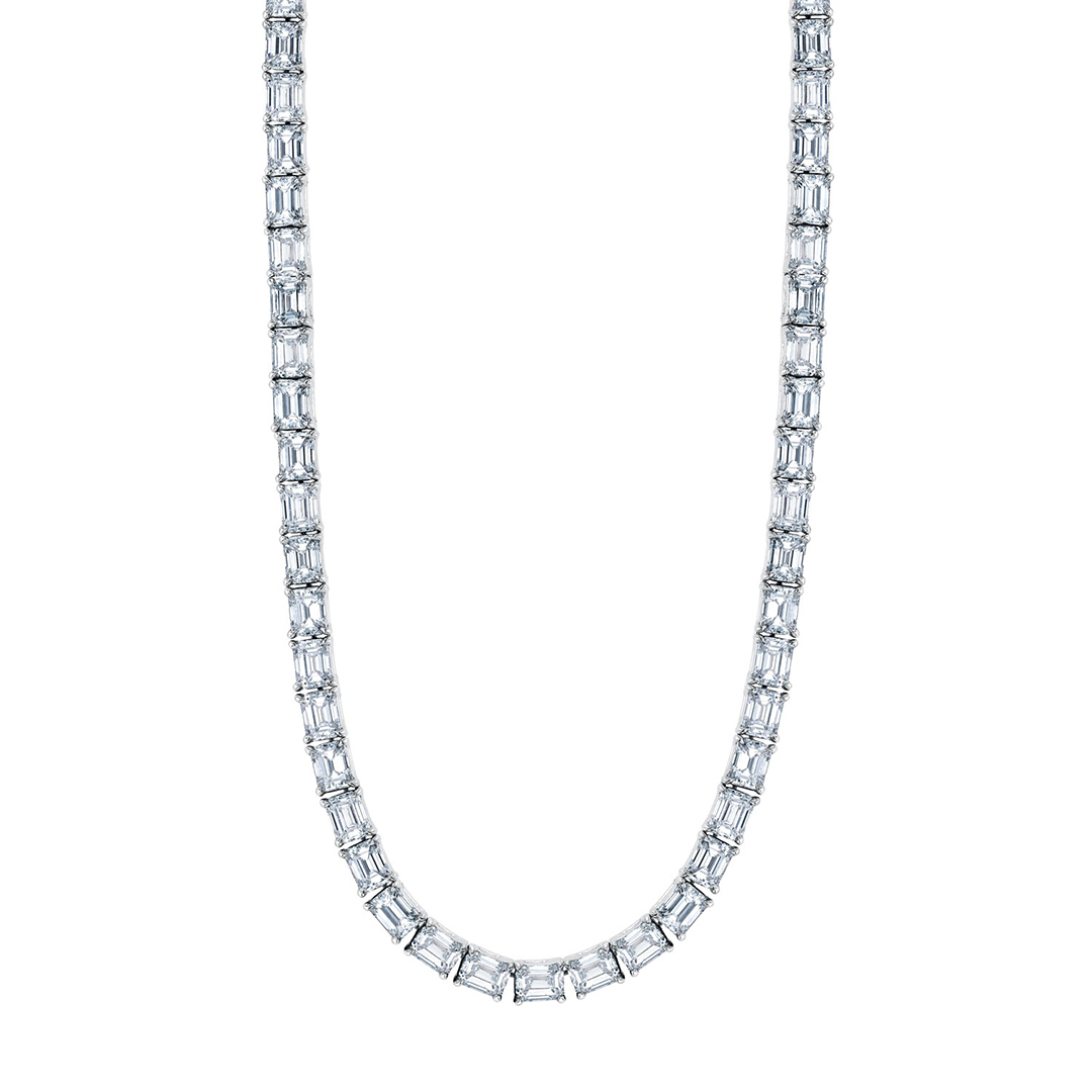 18K White Gold Diamond Riviera Necklace