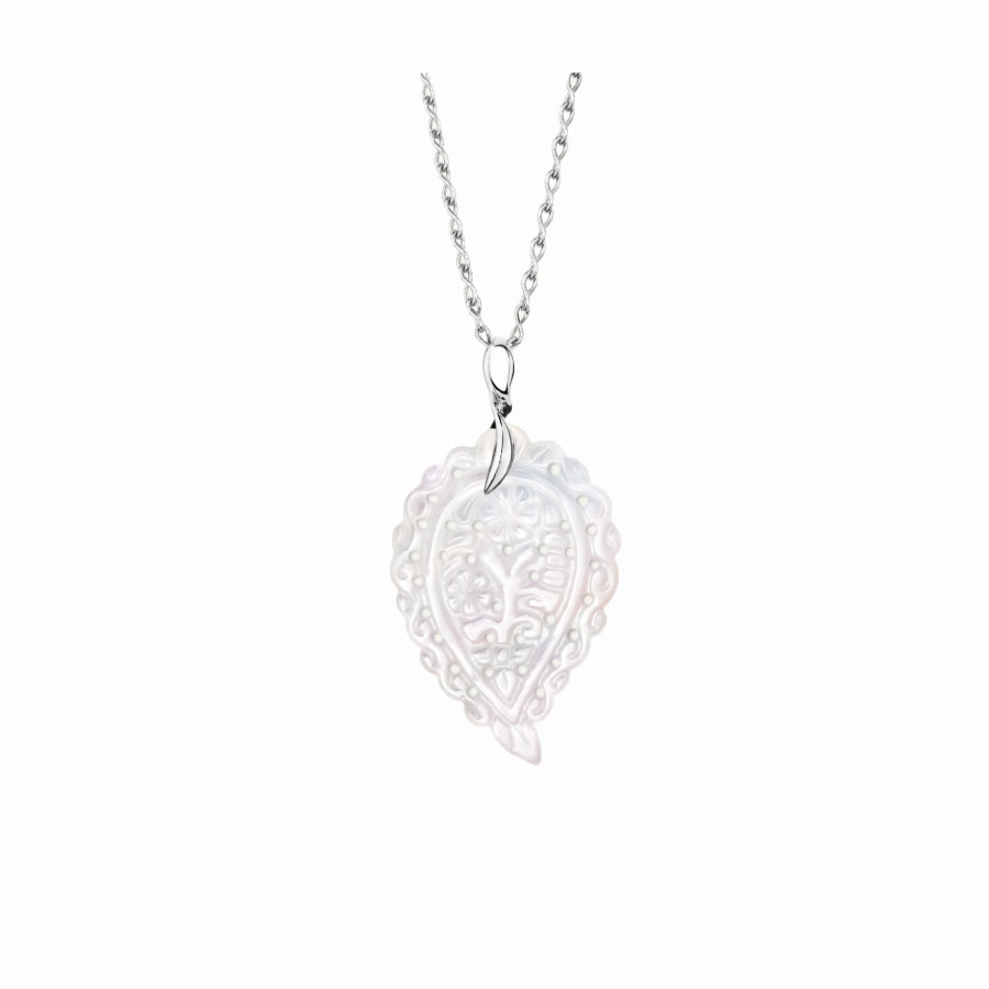 Tamara Comolli 18K White Gold Mother of Pearl India Handcarved Leaf