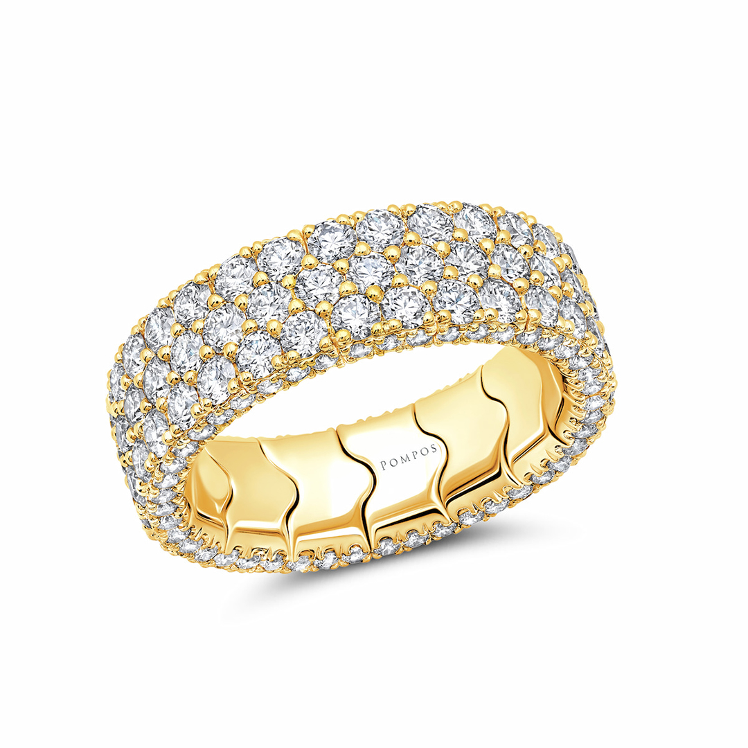 18K Yellow Gold Diamond Stretch Band - SR-2-3/18KY14845