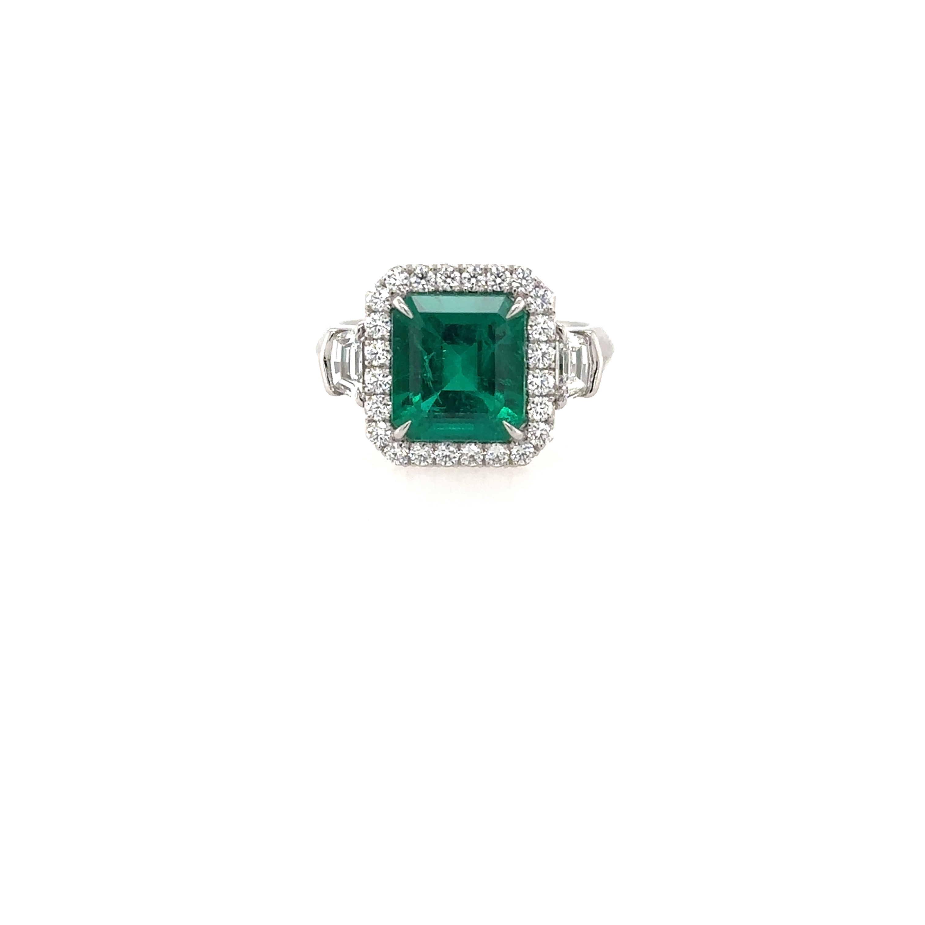 Platinum Emerald and Diamond Ring - T-36SP/PLT12164