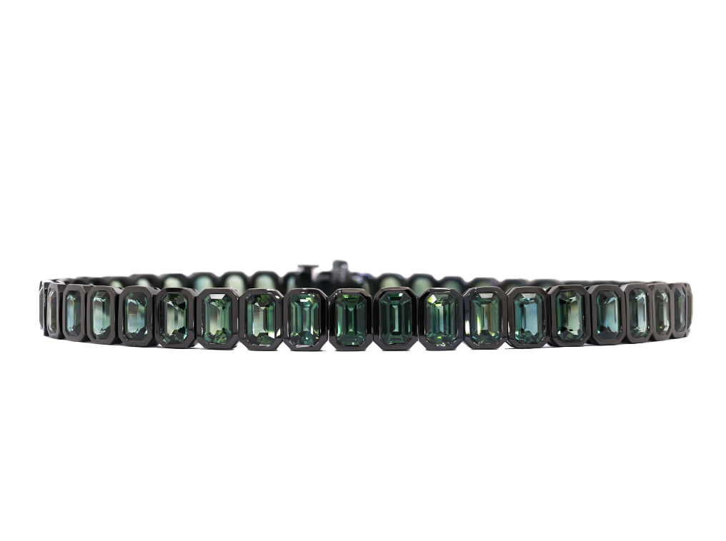 Blackened 18K White Gold Sapphire Bracelet